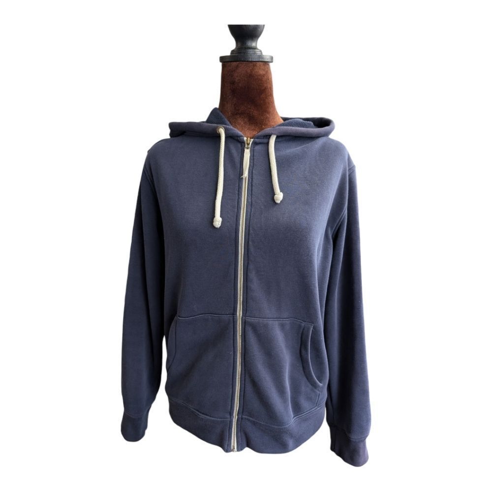 Jcrew vintage navy zip up plush hoodie size S